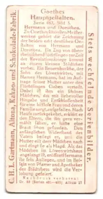 Sammelbild Gartmann Schokolade, Goethes Hauptgestalten, Hermann und Dorothea