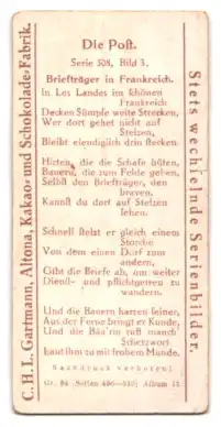 Sammelbild Gartmann Schokolade, Briefträger in Südfrankreich