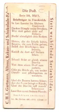 Sammelbild Gartmann Schokolade, Briefträger in Südfrankreich