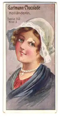Sammelbild Gartmann Schokolade, Holländerin mit weisser Haube