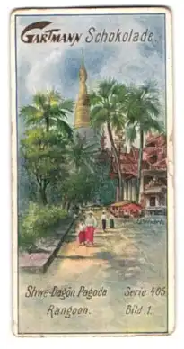 Sammelbild Gartmann Schokolade, Rangoon, Shwe-Dagon Pagode