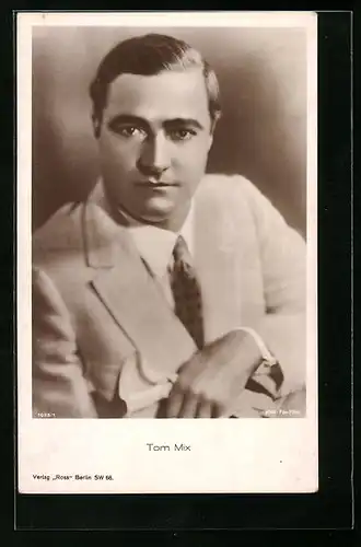 AK Schauspieler Tom Mix mit Anzug und Krawatte