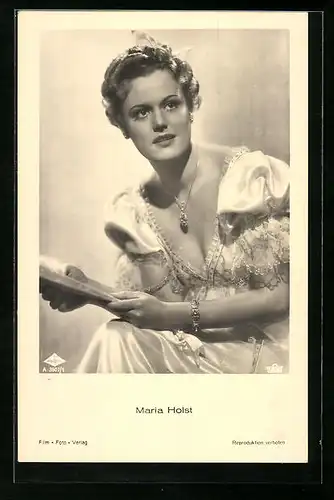 AK Schauspielerin Maria Holst im eleganten Kleid
