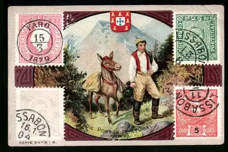 Sammelbild Rud. Starcke Diamantine Lederputzmittel, Serie 5475, Bild 6, die Post in Madeira, Briefmarken