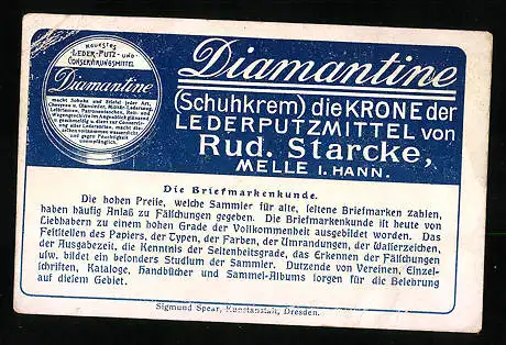 Sammelbild Rud. Starcke Diamantine Lederputzmittel, Serie 5475, Bild 6, die Post in Madeira, Briefmarken