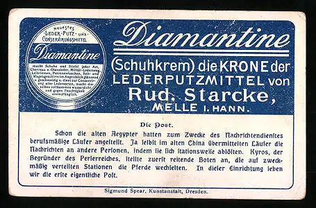 Sammelbild Rud. Starcke Diamantine Lederputzmittel, Serie 5474, Bild 1, die Post in Canada, Briefmarken