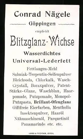 Sammelbild Blitzglanz-Wichse, Firma Conrad Nägele, Serie I., Bild 3, Sächsische Gardereiter