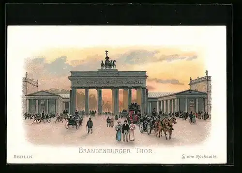 Sammelbild Hoffmann`s Stärke, Berlin, Brandenburger Tor mit Pferdewägen