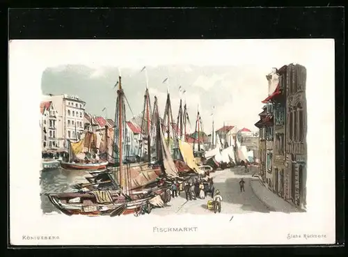 Sammelbild Hoffmann`s Stärke, Königsberg, Fischmarkt mit Segelbooten