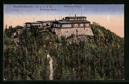 AK Oybin, Hochwaldbaude, Böhmische und Sächsische Baude