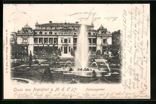 AK Frankfurt-Westend, Springbrunnen im Palmengarten