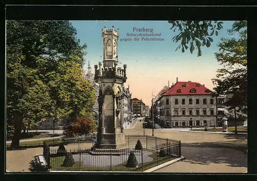 AK Freiberg i. Sa., Schwedendenkmal gegen die Peterstrasse