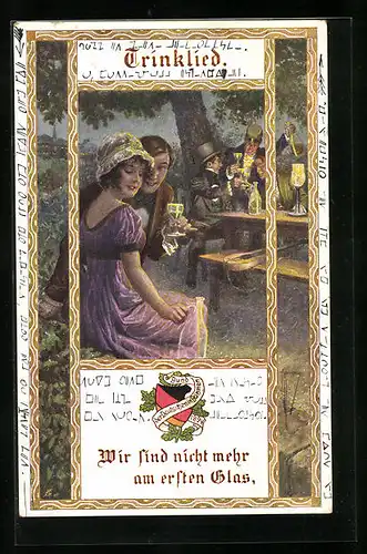 Künstler-AK Franz Kuderna: Trinklied, Wir sind nicht mehr am ersten Glas...