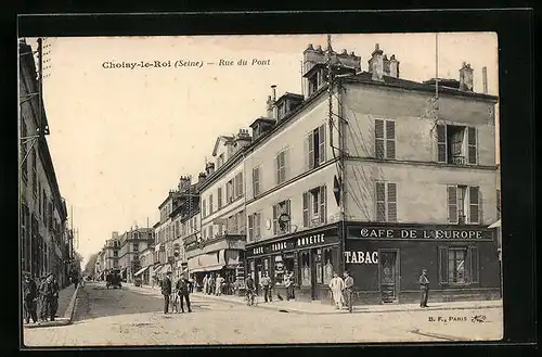 AK Choisy-le-Roi, Rue du Pont, Café de l'Europe