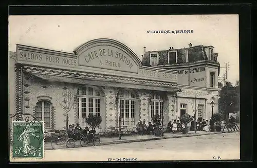 AK Villiers-sur-Marne, le Casino, Café de la Station A. Prieur