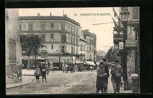 AK Nogent-sur-Marne, la Grande-Rue, Place du Marché