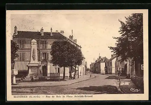 AK Mandres, Rue de Brie et Place Aristide-Briand