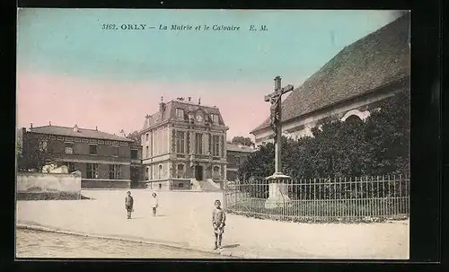 AK Orly, la Mairie et le Calvaire