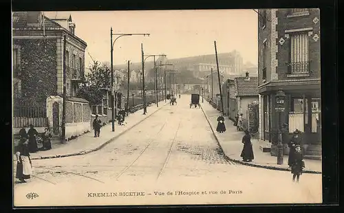 AK Kremlin-Bicetre, Vue de l'Hospice et rue de Paris