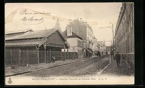 AK Maisons-Alfort, Marché Couvert et Grande Rue