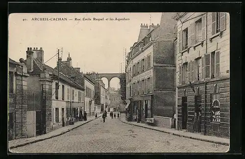 AK Arcueil-Cachan, Rue Emile Raspail et les Aqueducs