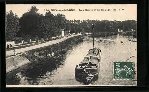 AK Bry-sur-Marne, les Quais et la Navigation