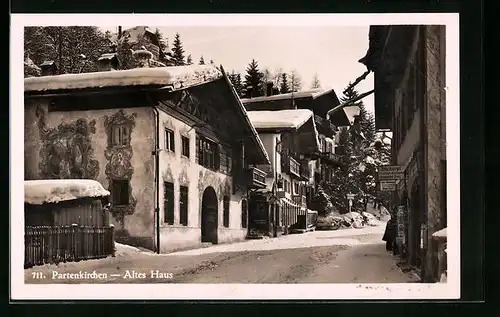 AK Partenkirchen, Altes Haus im Winter