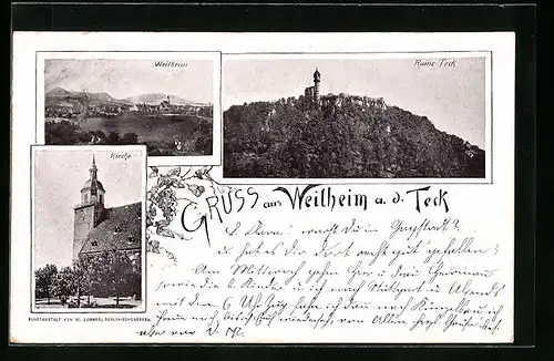 AK Weilheim a. d. Teck, Teilansicht, Ruine Teck, Kirche