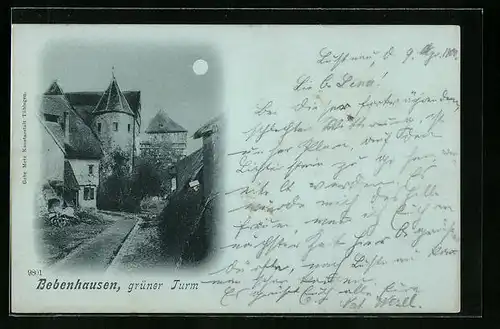 Mondschein-AK Bebenhausen, Grüner Turm