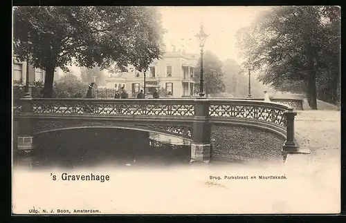 AK 's Gravenhage, Brug, Parkstraat en Mauritskade