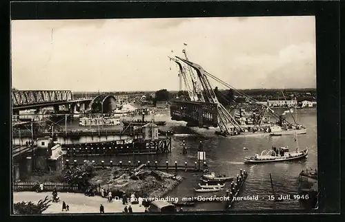 AK Dordrecht, de spoorverbinding met hersteld 1946