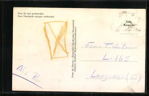 AK Dordrecht, de spoorverbinding met hersteld 1946