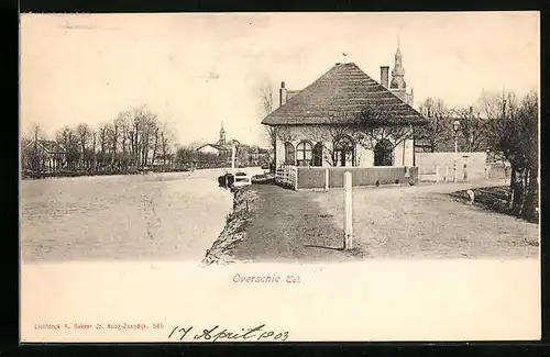 AK Overschie, Uferpartie mit Gebäudeansicht