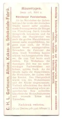 Sammelbild Gartmann Schokolade, Häusertypen, Nürnberger Patrizierhaus