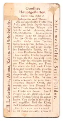 Sammelbild Gartmann Schokolade, Goethes Hauptgestalten, Iphigenias und Thoas