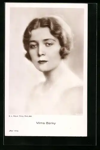AK Schauspielerin Vilma Banky mit traurigem Blick