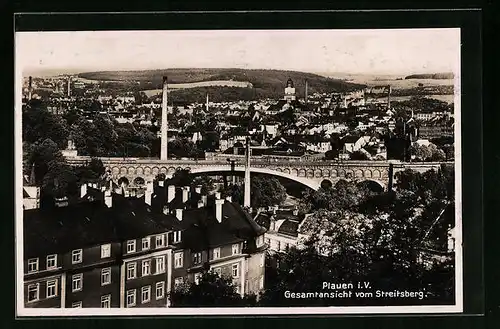 AK Plauen i. V., Gesamtansicht vom Streitsberg aus gesehen