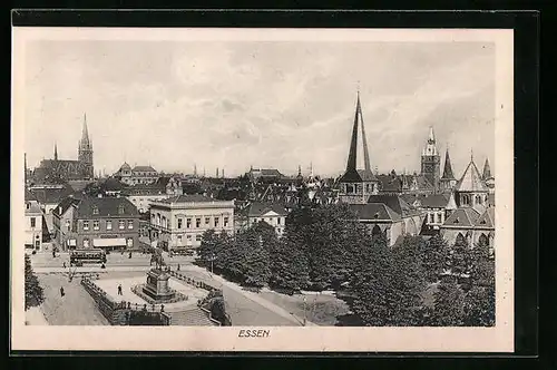 AK Essen, Burgplatz mit Kaiser Wilhelm-Denkmal