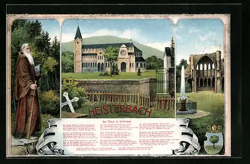 AK Heisterbach i. Siebengebirge, Kloster Heisterbach, Gedicht Der Mönch zu Heisterbach