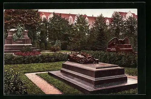 AK Essen, Grabdenkmäler von A. Krupp, F. A. Krupp und Arnold Krupp von Bohlen und Halbach