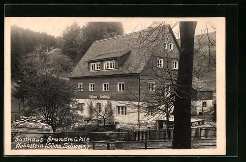 AK Hohnstein / Sächs. Schweiz, Gasthaus Grundmühle