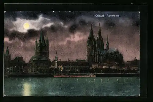 AK Köln, Panorama mit Dom vom Rhein aus gesehen