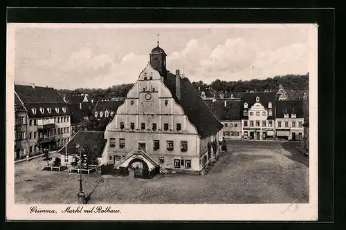 AK Grimma, Markt mit Rathaus