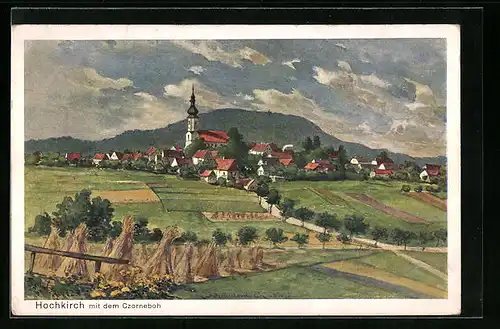 AK Hochkirch, Ortsansicht mit dem Czorneboh