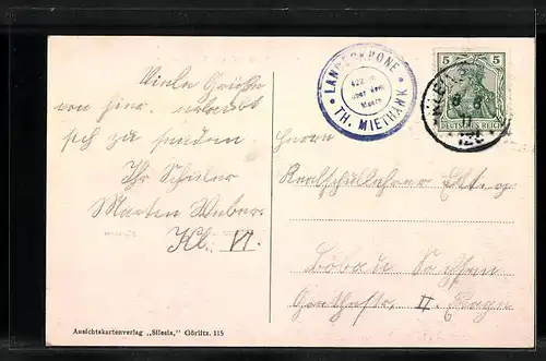 AK Görlitz, Restauration auf der Landskrone, Theodor Körner Denkmal, Landskrone (Ostseite)