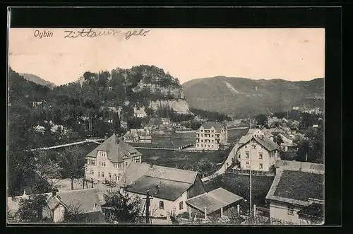 AK Oybin, Ortsansicht aus der Vogelschau