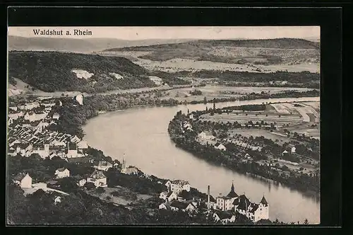 AK Waldshut a. Rhein, Ortsansicht und Flusspartie aus der Vogelschau