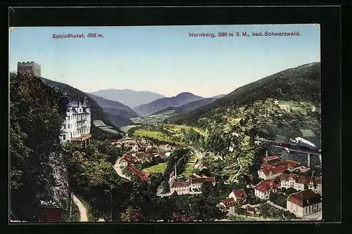 AK Hornberg / Schwarzwald, Ortsansicht mit Schlosshotel
