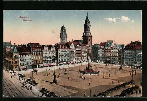 AK Dresden, das Denkmal auf dem Altmarkt