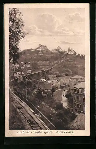 AK Dresden, Loschwitz, Weisser Hirsch, an der Strecke der Drahtseilbahn, Blick auf die Stadtvillen